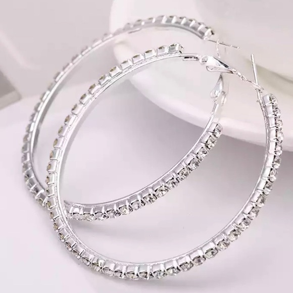 Big Hoop Crystal Earrings - Picture 4 of 13